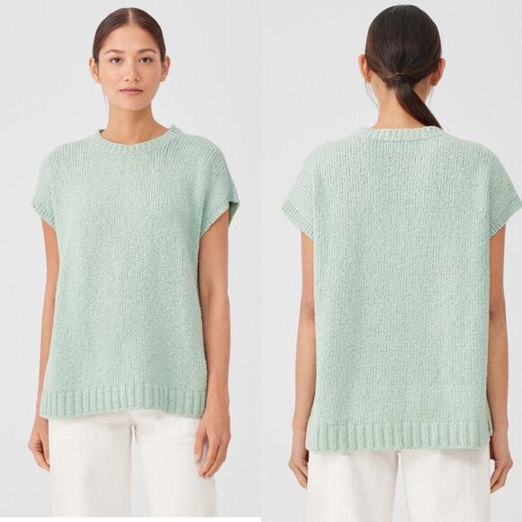 Nwt eileen Fisher Peruvian Organic Cotton Crimp Crew Neck‎ Top plus Size 1x - Picture 1 of 8